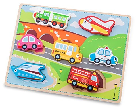New Classic Toys New Classic Toys 10520 masywne puzzle transportowe - edukacyjne drewniane zabawki dla 2-letniego chłopca i dziewczynki maluchów 10520