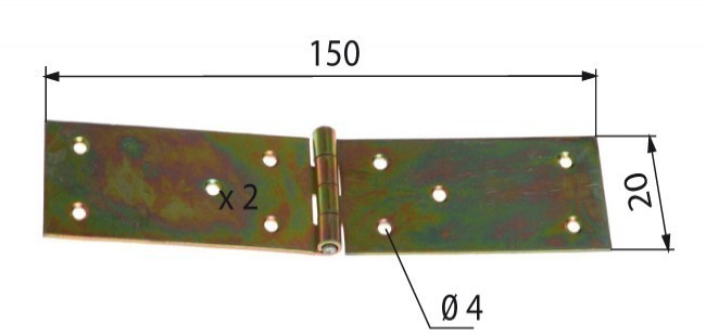 Zawiasa budowlana 150x20x1,5 mm ocynk żółty