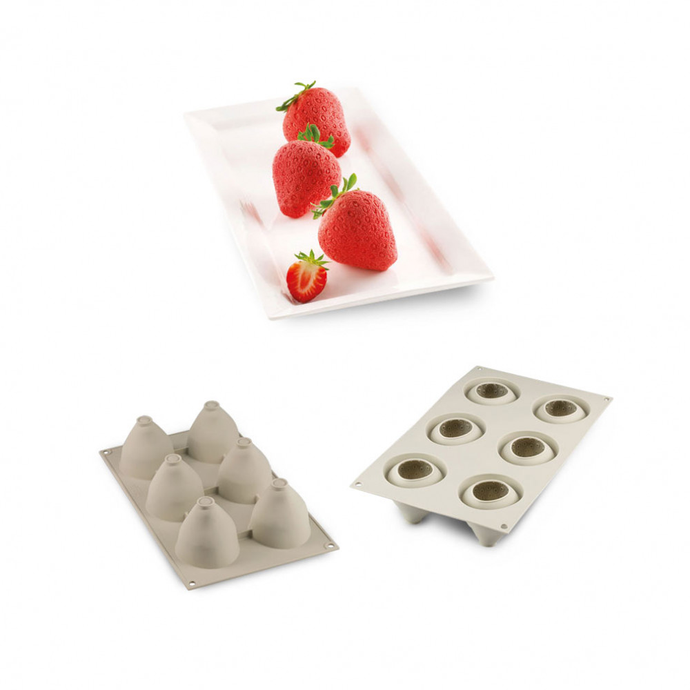 Silikomart 3Design Fragole E Panna Szara Forma Do 6 Ciastek Silikonowa Wh