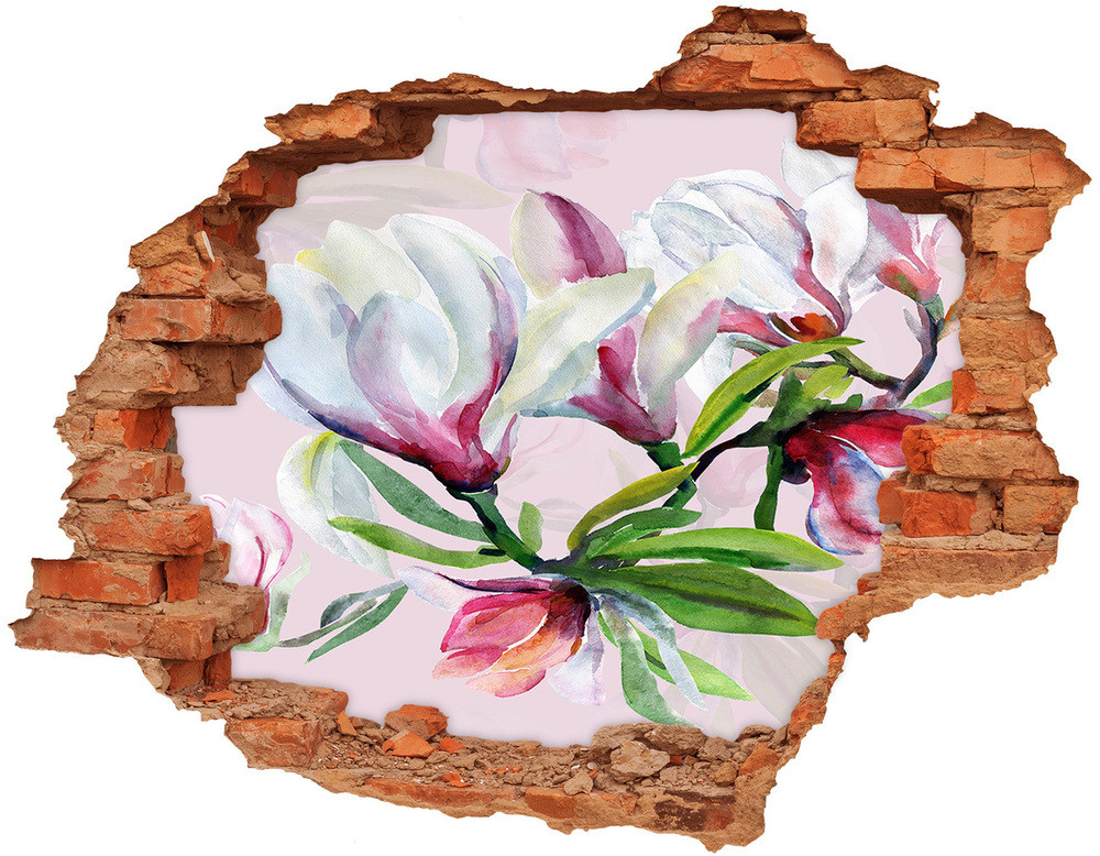 Wallmuralia.pl Naklejka 3D dziura na ścianę Kwiaty magnolii