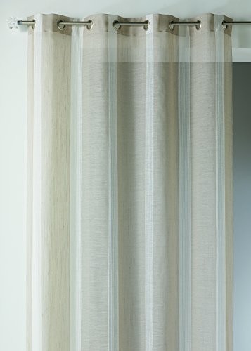 Homemaison Home Maison hm6927300 zasłona z paski wzdłużne, Muślin, z frędzli, poliester/len, 260x145 cm HM6927300