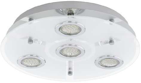 Eglo lampa sufitowa cisano 2, oprawa GU10-LED 4 X 2.5 W/o średnicy 35 cm wysięg 7.5 cm/stal nierdzewna chrom, szkło satynowane Biały Przezroczyste/klasa ochrony 1/źródeł światła w zakres dostawy 13531