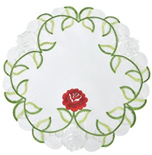 Bellanda podkładki, owalne około, owalna, poliester satyna, wysokiej jakości haft richelieu eleganckie naklejonym złamania robocza, biały, 40 cm 83735-40 rund