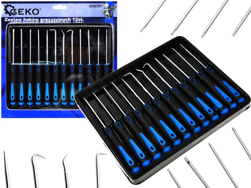 Zestaw 12 Śrubokrętów Haczyków Haczyki Narzędziowe