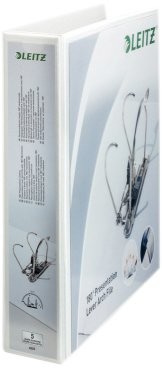 Leitz 42250001 report folderów (A4 nietypowo dużą szerokością, szerokość grzbietu 8 cm, dwie kieszenie zewnętrzne, graupappe, z powłoką z folii PP) Biały 42250001
