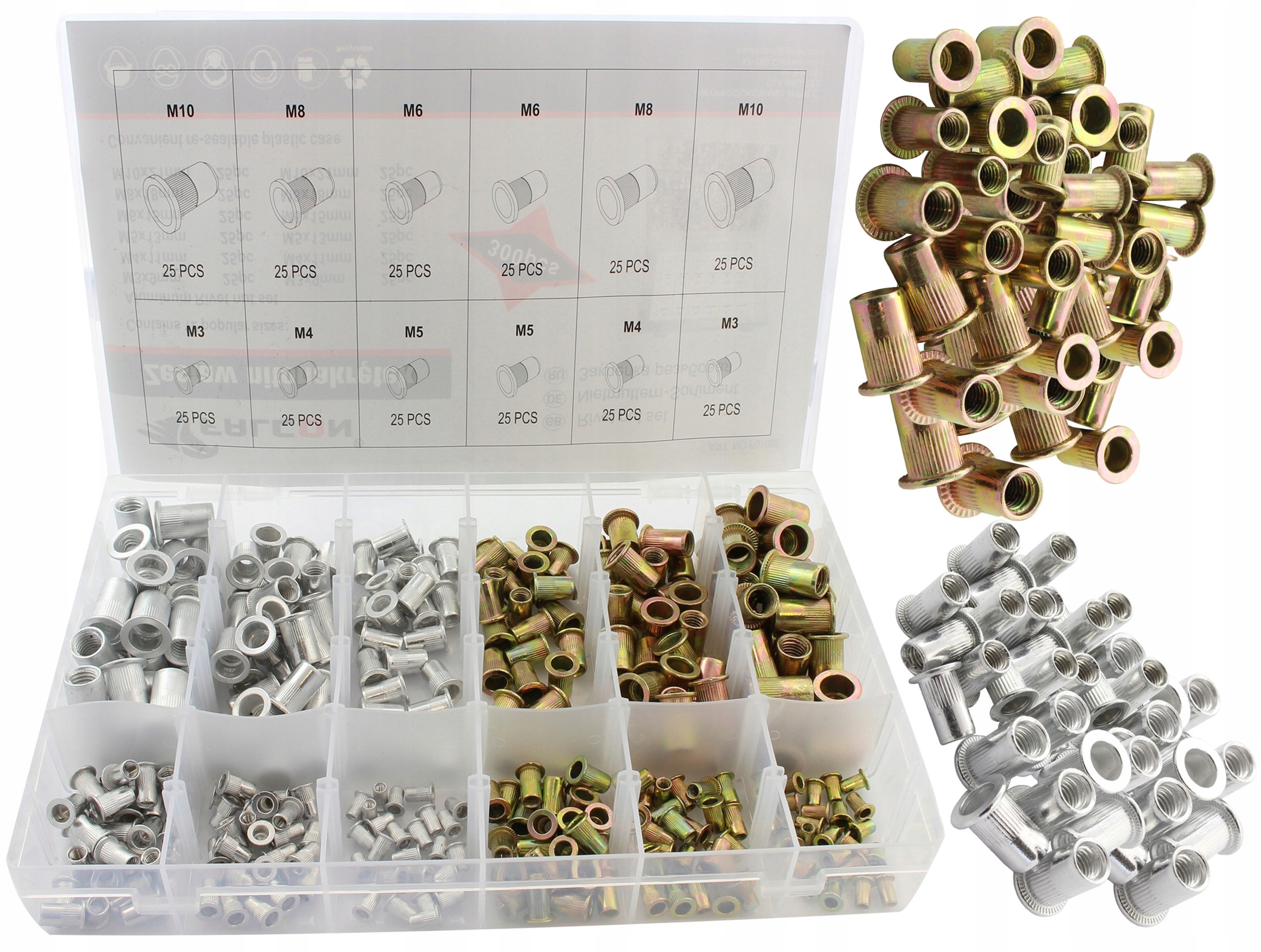 Zestaw Nitonakrętek M3-M10 MIX 300SZT Nitonakrętka