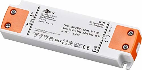 Goobay transformator LED 12 V (DC)/30 W, 30 W, na uwadze, opakowanie kartonowe 12 V DC do LED do 30 W obciążenie całkowite