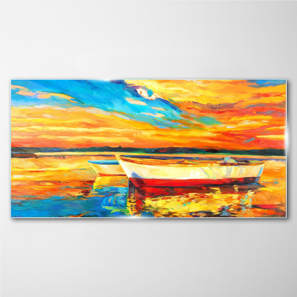 PL Coloray Obraz Szklany port niebo zachód słońca 140x70cm