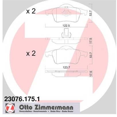ZIMMERMANN Zestaw klocków hamulcowych, hamulce tarczowe 23076.175.1