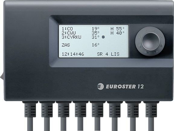 Euroster Elektroniczny sterownik przeznaczony do 3 urządzeń w instalacji grzewczej 12 E12