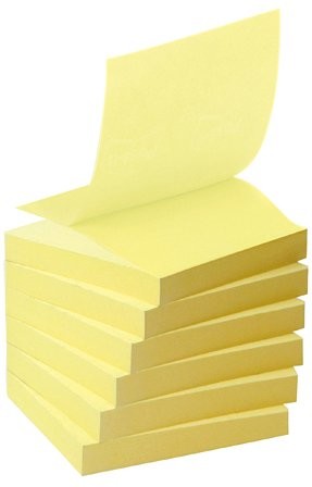 Post-it Z-Notes samoprzylepne karteczki harmonijkowe, 76 x 76 mm, 6 bloczków po 100 kartek, pastelowy żółty R3301B