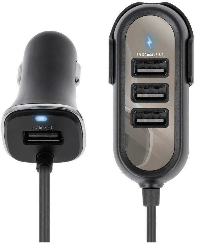 Forever TelforceOne Ładowarka samochodowa PC-01 (4 x USB | 5,8 A) dla pasażerów GSM036169
