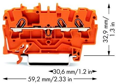 WAGO Terminal przepustowy WAGO 5.20 mm Sprężynowe pomarańczowy 2002-1302 100 szt 2002-1302