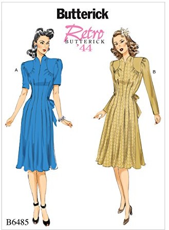 Butterick Patterns Butt erick wykrój 6485 1944 stylu vintage na ubrania z talia krawat 6485A5