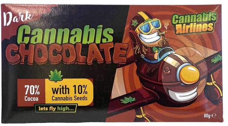 Gorzka czekolada z łuskanym ziarnem konopi Cannabis Airlines 80g