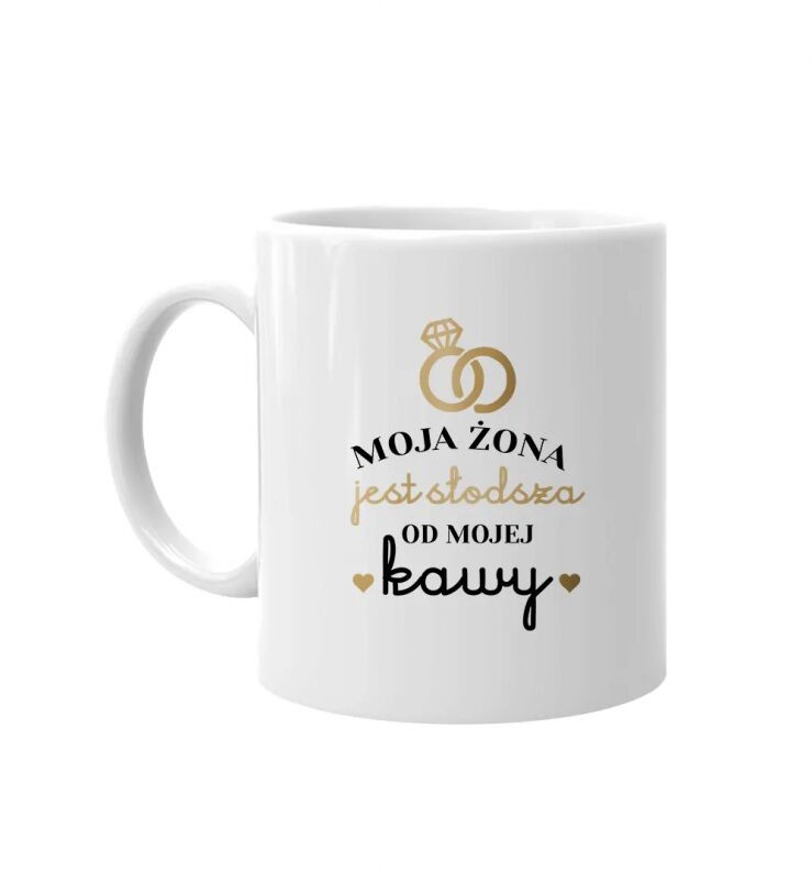 Koszulkowy Moja żona jest słodsza od mojej kawy - kubek z nadrukiem 13602