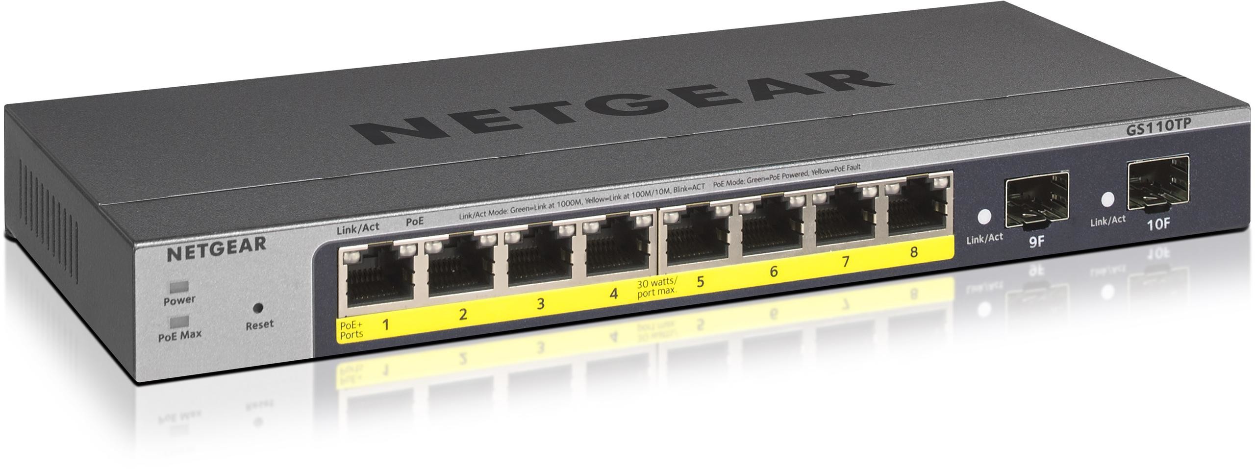 Netgear Przełącznik Smart 8x1GB PoE 2xSFP GS110TP
