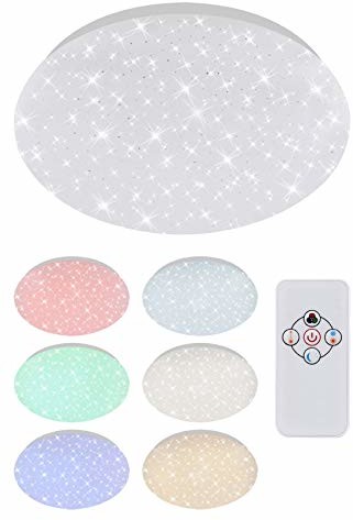 Briloner Leuchten lampa sufitowa LED z dekoracją w kształcie gwiazdy, lampa sufitowa, 10 W, kolory do wyboru, możliwość ściemniania, z funkcją światła nocnego, średnica: 26 cm (3256-016)