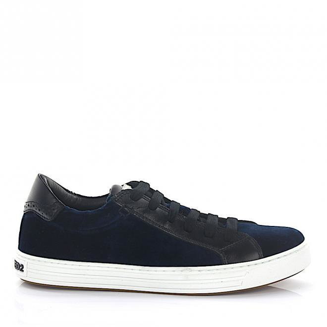 Dsquared2 Dsquared2 Sneakersy TENNIS CLUB aksamit ciemnoniebieski ze skóry czarny