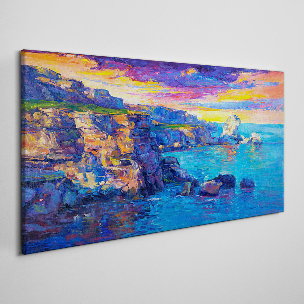 PL Coloray Obraz na Płótnie wybrzeże klify zachód słońca 100x50cm