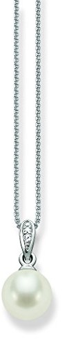 THOMAS SABO Thomas Sabo łańcuszek damski z wisiorek srebro próby 925 perła biała Szlif owalny cyrkonia 42 cm  scke150060 SCKE150060