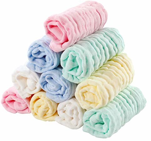 EXTSUD EXTSUD Ściereczki dla niemowląt, 10 sztuk, miękkie ręczniki dla niemowląt, niemowląt, chusteczki do twarzy niemowląt, z bawełny ekologicznej, 25 x 25 cm 1942258
