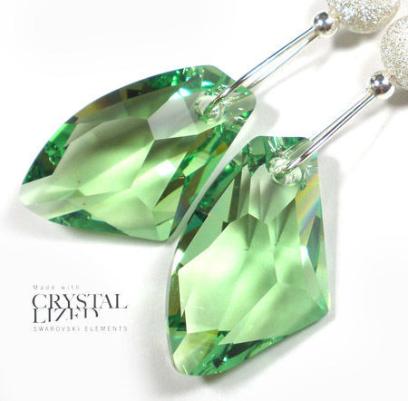 Swarovski Kolczyki Srebro Peridot Certyfikat