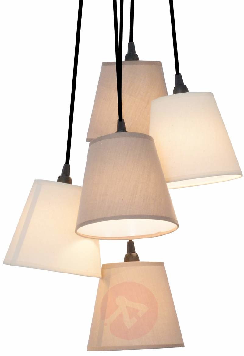 Näve Twiddle tekstylna lampa wisząca, pięć kloszy