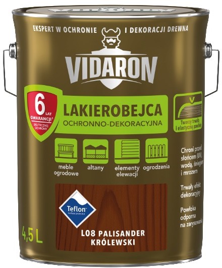 Vidaron LAKIEROBEJCA- do drewna, palisander królewski L08, 4.5 l