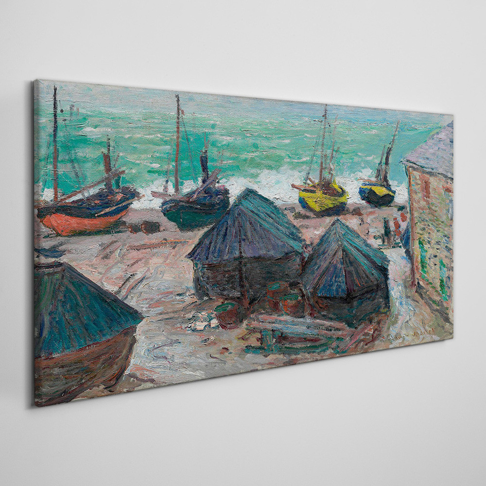 PL Coloray Obraz na Płótnie Łodzie na plaży Monet 120x60cm