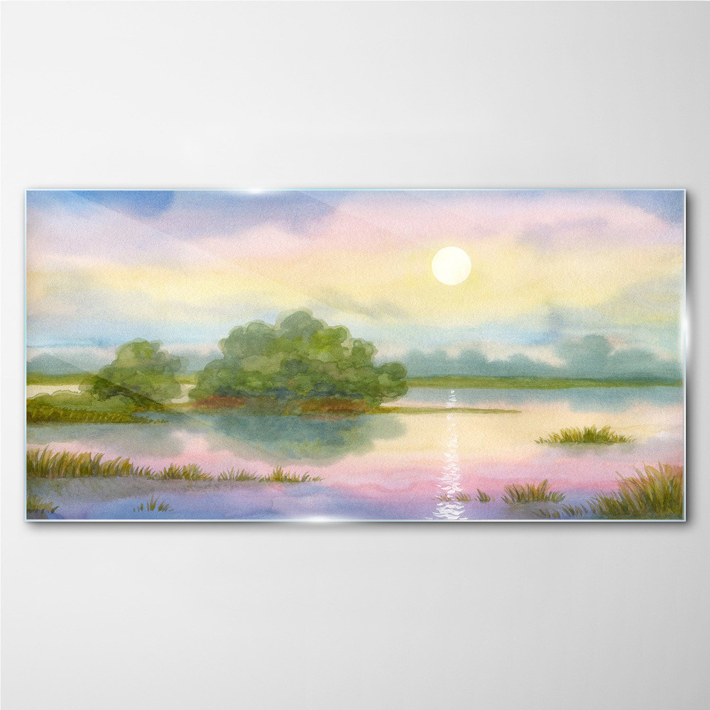 PL Coloray Obraz na Szkle Akwarela natura drzewo 100x50cm