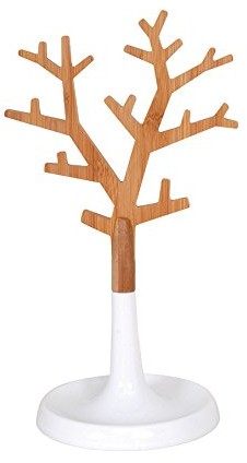 MSV biżuteria drzewo stojak na biżuterię z bambusa Biały wysokość: 29,8 cm (143679)