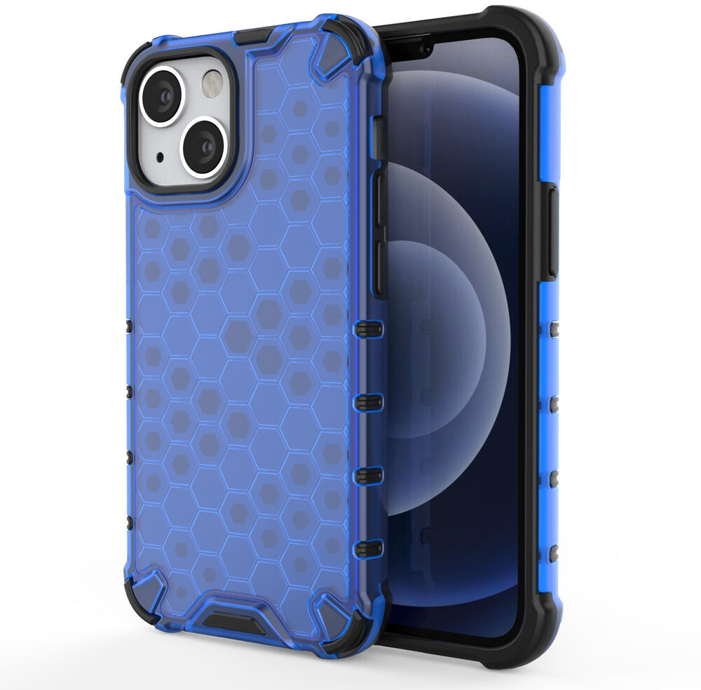 Hurtel Honeycomb etui pancerny pokrowiec z żelową ramką iPhone 13 mini niebieski
