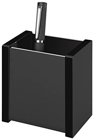 Wedo 634001 na długopisy Black Office ze szkła akrylowego, gumowe nóżki 8, 7 X 6 X 9, 7 cm, w pudełku prezentowym, czarna 634001