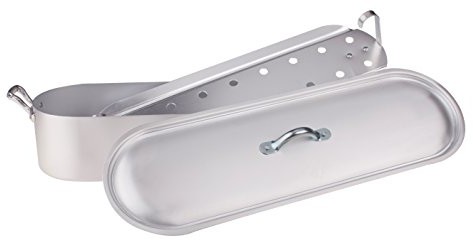 Pentole Agnelli pentole agnelli ryb kocioł na z koronki, pokrywka i grill, z 2 uchwytami, bltf-aluminium, matowa, typ ekonomicznych, srebrny, srebrny/czarny, 35 cm FAMA1835