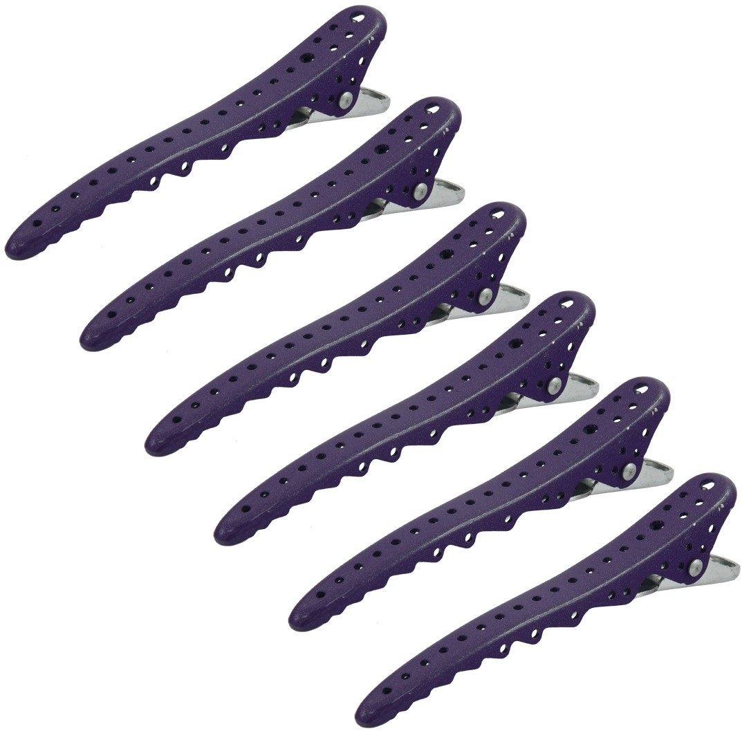 Klamerki Klipsy Fryzjerskie Do Włosów Fioletowe 6szt. KL-E-27-PURPLE
