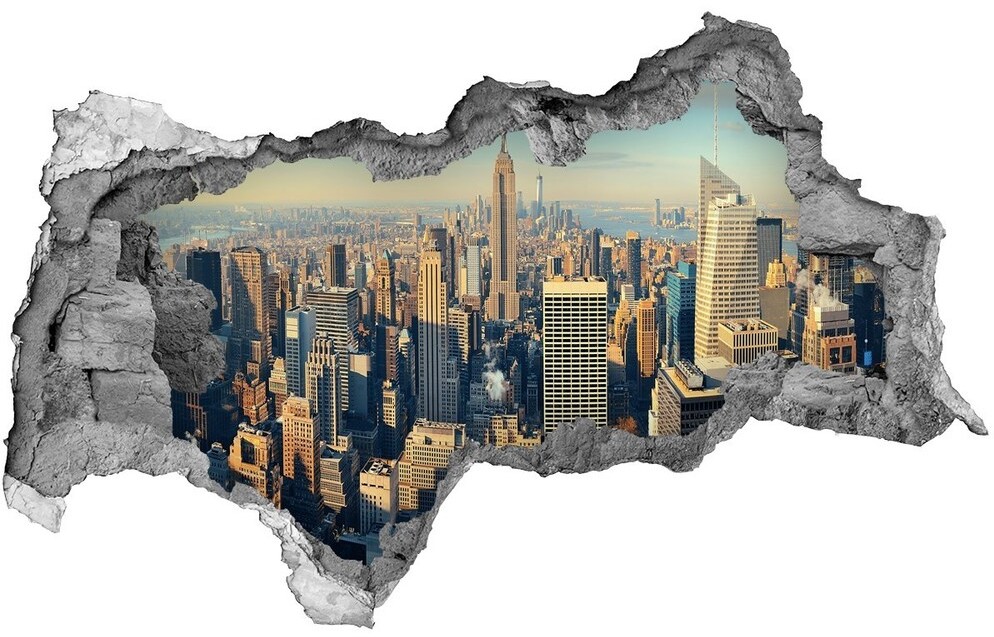 Wallmuralia.pl Fototapeta dziura na ścianę 3d Drapacze chmur