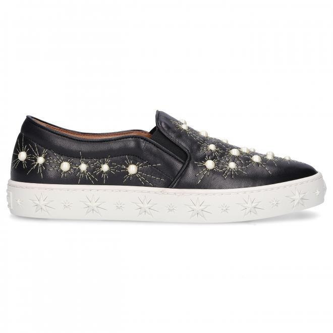Aquazzura Aquazzura Trampki wsuwane COSMIC PEARLS  skóra nappa Koraliki czarny