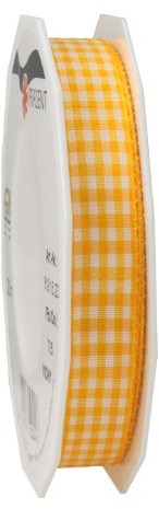 Pattberg Prezent 15 MM 20 m Vichy  kratkowana tasiemka, żółty 6191520-705