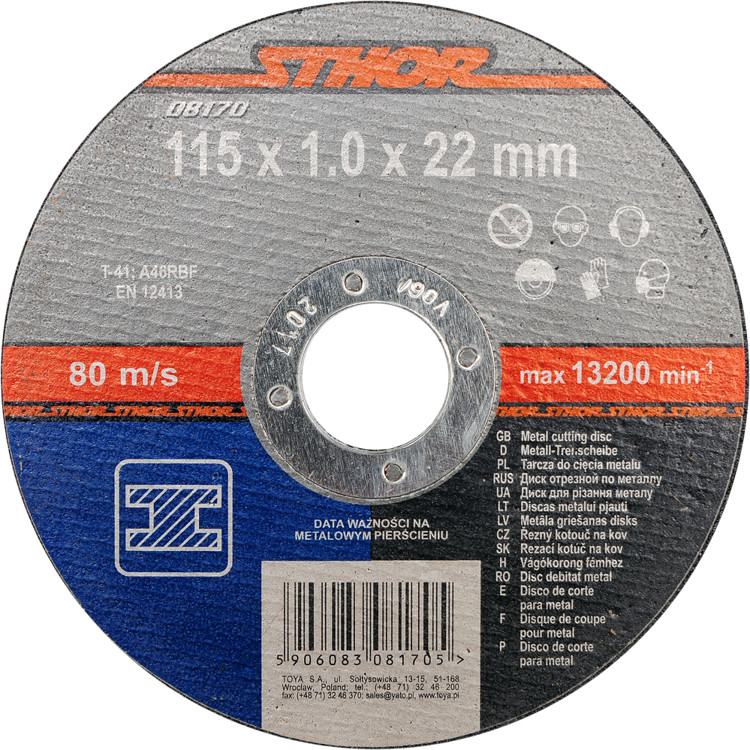 Sthor Tarcza do cięcia metalu 115 x 1 x 22 mm 08170