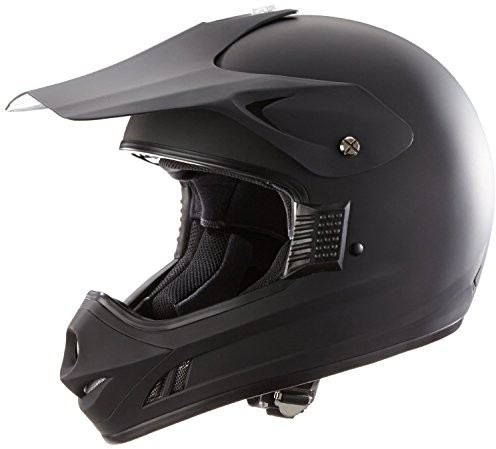 protectWEAR Protectwear Kask motocyklowy kask crossowy kask enduro gładki matowy czarny H610-MS, rozmiar L H610-MS-L