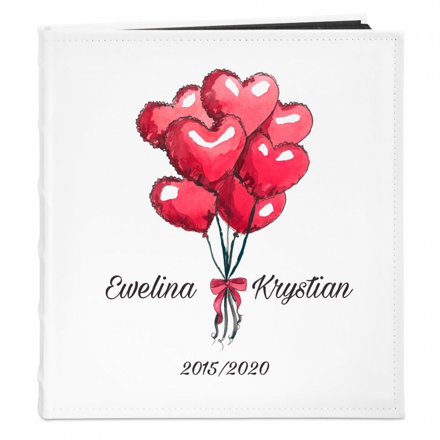 NA Murrano Album Zdjęcia Duży Dla Pary Balony Serca Nadruk ALB-BC-BK-UV-013