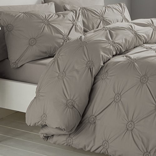 Signature 'elissa' Delicate 100% bawełna, Classic gerueschte rozeta zdobiony poszewka na kołdrę-zestaw, łóżko pojedyncze, brudny róż, srebro, podwójne łóżko ELSSV21PZO