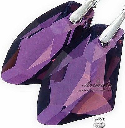 Swarovski piękne kolczyki GALACTIC LILA SREBRO