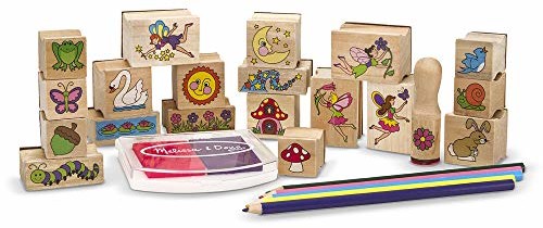 Melissa&Doug pieczątki z serii Stamp-a-Scene: ogród wróżek | rzemiosło i sztuka | zestaw pieczątek i szablonów | 4+ | prezent dla chłopca lub dziewczynki 12424