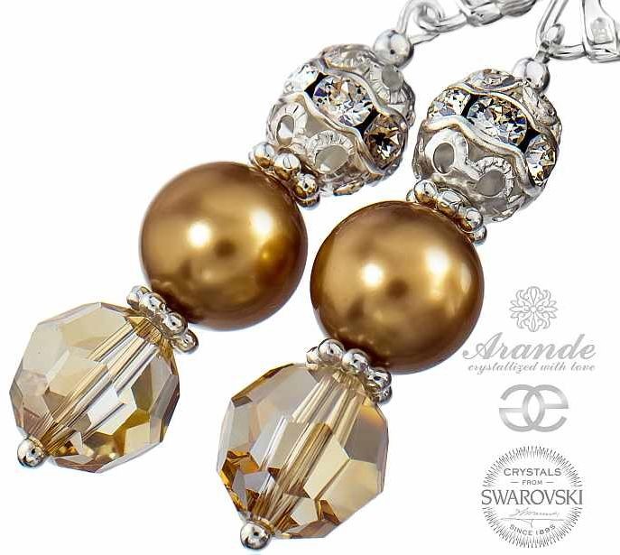 Swarovski Piękne Kolczyki CRYSTAL GOLDEN Srebro
