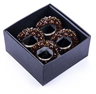 Legendarte legendarte legendhome allacciatovagliolo biżuteria zestaw 4 sztuki, metal/szkło/PCW, brązowa, 14 x 14 x 7 cm LH-026