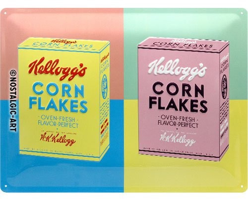 Art Nostalgic 23256 kelloggs Packaging Pop retro tabliczka blaszana tabliczka | Vintage-|-dekoracja ścienna | metalowe | 30 x 40 cm 23256