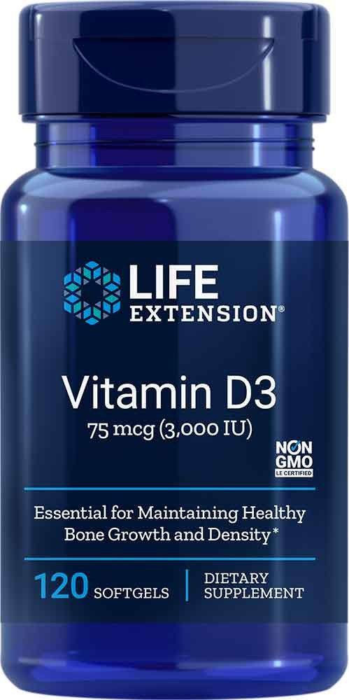 Life extension Witamina D3 3000 j.m., 120 kaps. 02010EU