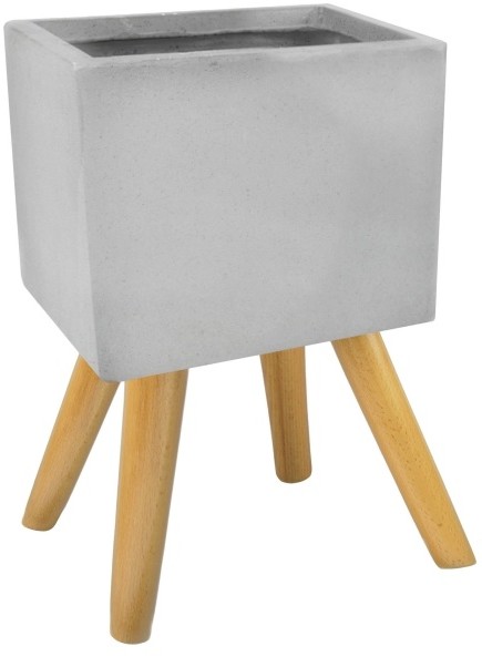 Osłonka doniczki kwadratowa na nogach zewnętrzna 30 cm szara 88.049.30